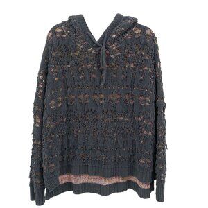 POL Chunky Distressed Sweater Womens S Purple Grunge Boho Normcore Hooded